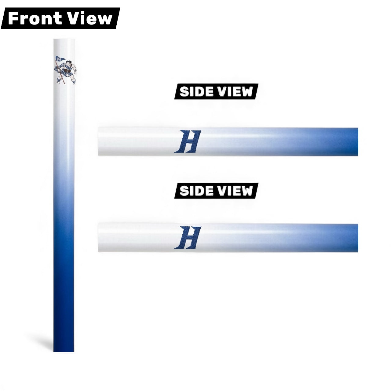Custom Herricks White Faded to Blue Kingdom Carbon Fiber Lacrosse Shaft